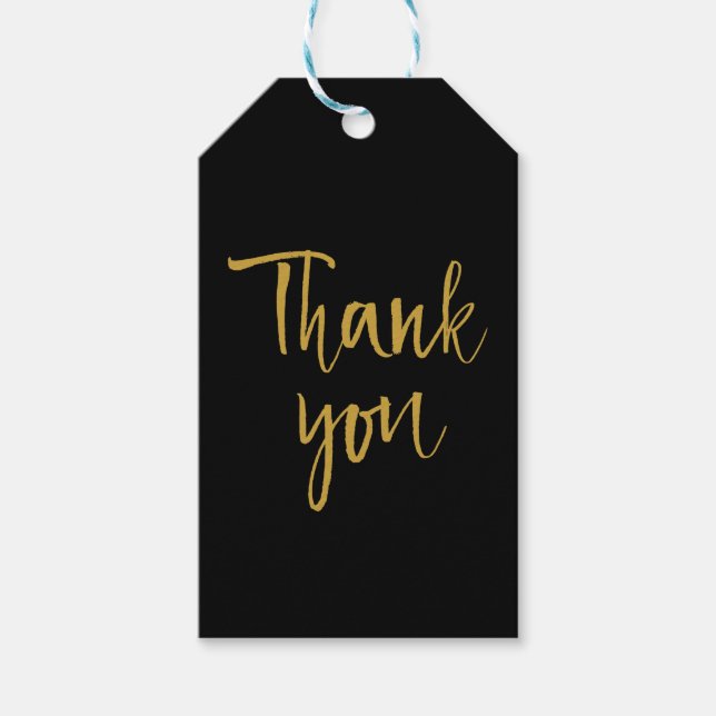 Black & Gold Thank You Gift Tags (Front)