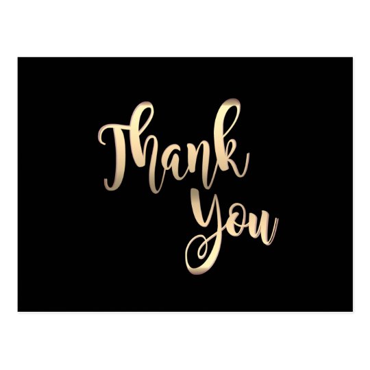 Black Gold Thank You Metal Glitter Clean Postcard