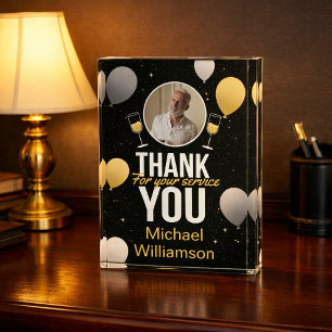 Black & Gold Thank You – Retirement Keepsake Photo Block