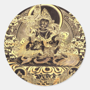Black & Gold Tibetan Buddhist Art Classic Round Sticker