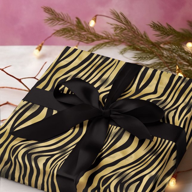 Black Gold Tiger Stripes Wrapping Paper (Creator Uploaded)