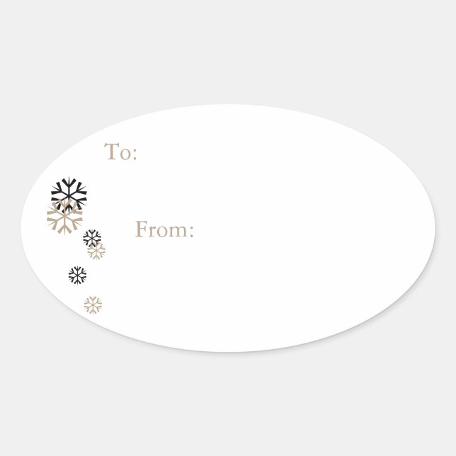 Black & Gold Tone Snowflake Gift Tag Stickers (Front)