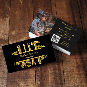 Black gold tools home repairs photo QR code Business Card