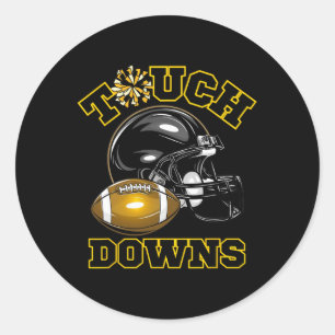 Black Gold Touchdown Day Football Game High School Classic Round Sticker