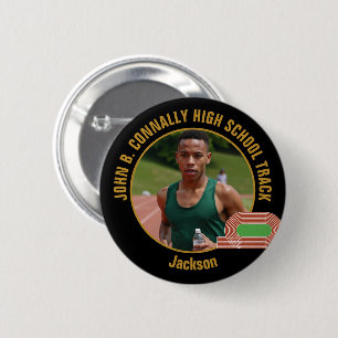 Black Gold Track Team Photo High School Runner 2 Inch Round Button