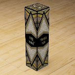 Black Gold Triangle Sparkler Art Deco Wine Box<br><div class="desc">Black Gold Triangle Sparkler Art Deco inspired Pattern Design - 
Stylish vintage Art Deco inspired in glittery gold and black with a gold trimmed customizable text area. Personalize to suit your event or product.  
Made with love ♥ webgrrl.art</div>