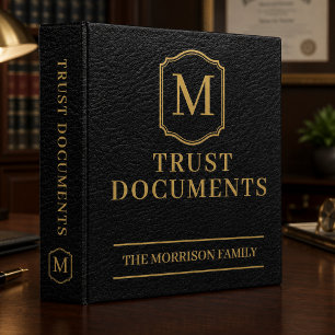 Black Gold Trust Documents Faux Leather Binder