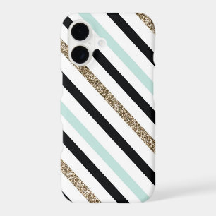Black, Gold, Turquoise Striped