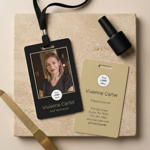 Black Gold Typography Logo Photo Nail Salon Badge