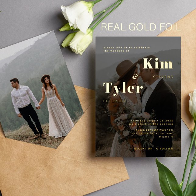 Black gold typography modern 2 photos wedding (Creator Uploaded)