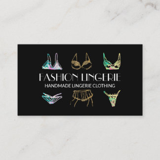 Black gold Underwear Girly shop Lingerie Clothing Business Card
