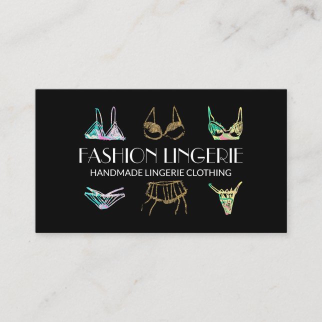 Black gold Underwear Girly shop Lingerie Clothing Business Card (Front)