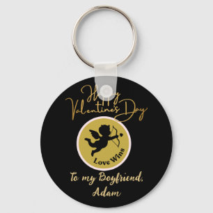 black gold valentine couple personalized customize keychain