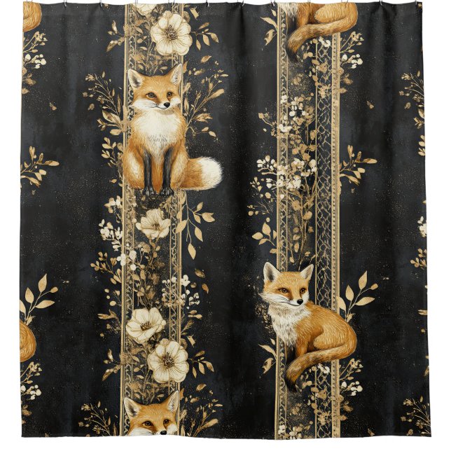 Black Gold Victorian Fox Botanical Pattern (Front)
