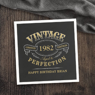Black Gold Vintage Aged To Perfection birthday Nap Napkin