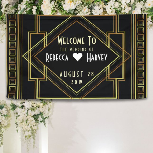 black gold vintage great gatsby wedding banner (black gold vintage great gatsby wedding banner)