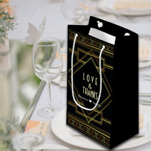 black gold vintage great gatsby wedding favour small gift bag
