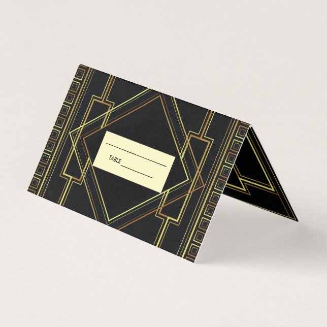 black gold vintage great gatsby wedding Place Card (Front)