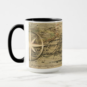 Black Gold Vintage Nautical Compass Manly Classy Mug