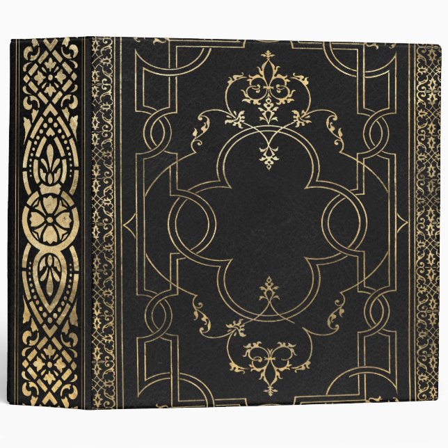 Black gold Vintage Ornate Gold Binder (Front/Spine)