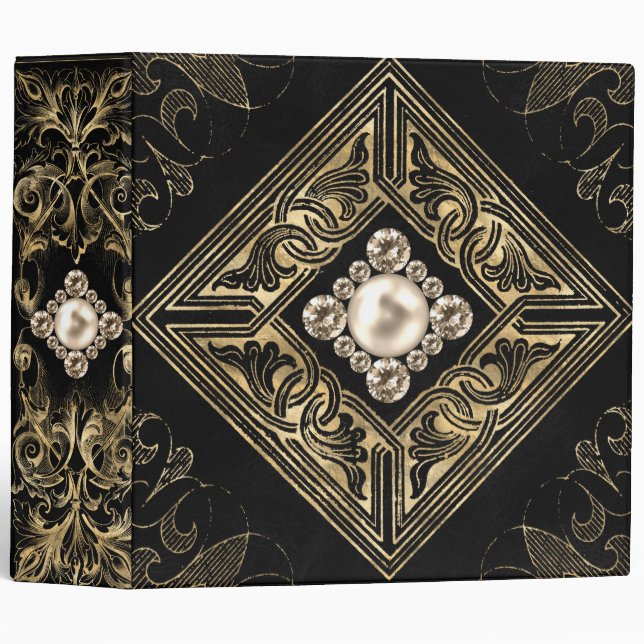 Black gold Vintage Ornate Gold Binder (Front/Spine)