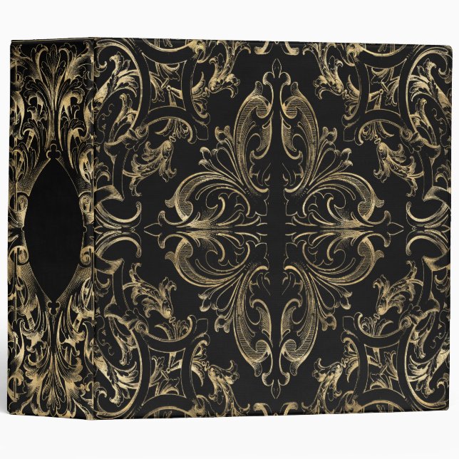 Black gold Vintage Ornate Gold Binder (Front/Spine)