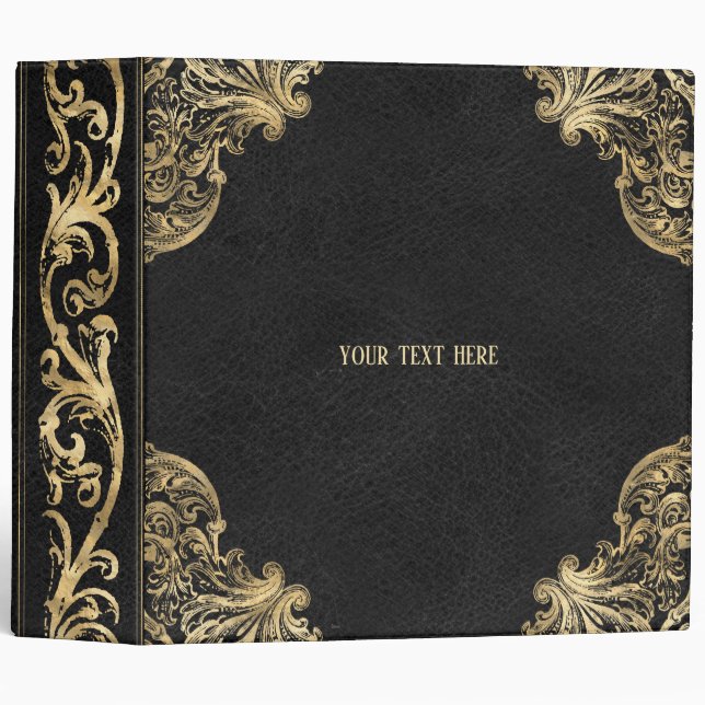 Black gold Vintage Ornate Gold Binder (Front/Spine)