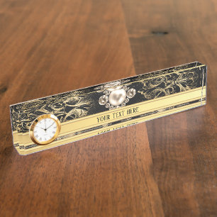 Black gold Vintage Ornate Gold Nameplate