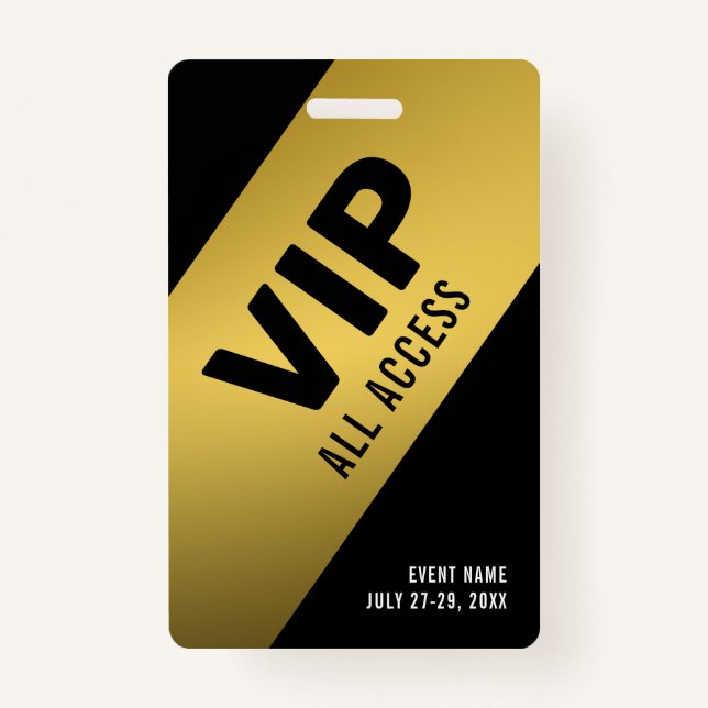 Black Gold VIP All Access Pass Event ID Badge (Front)