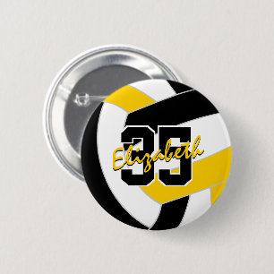 black gold volleyball team colours 2 inch round button