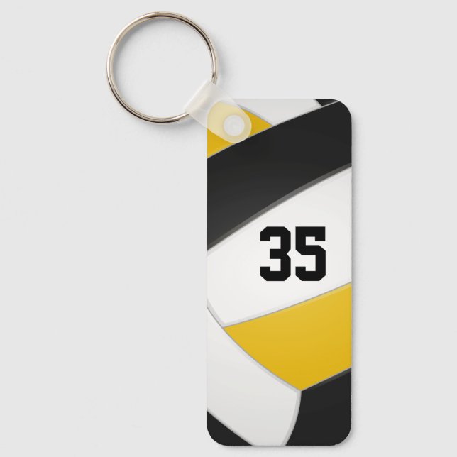 black gold volleyball team colours kids name keychain (Front)