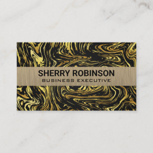 Black Gold Warped Marble Backdrop Business Card