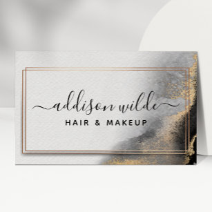 Black Gold Watercolor Modern Chic Abstract Business Card