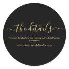 Black &Gold Wedding Details Website Enclosure Card