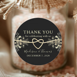 Black Gold Wedding Favour Thank You Sticker