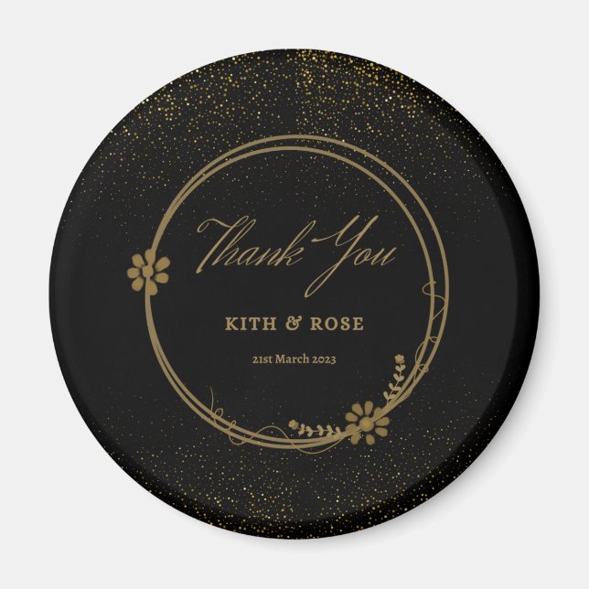 Black & Gold Wedding Favours Magnet (Front)