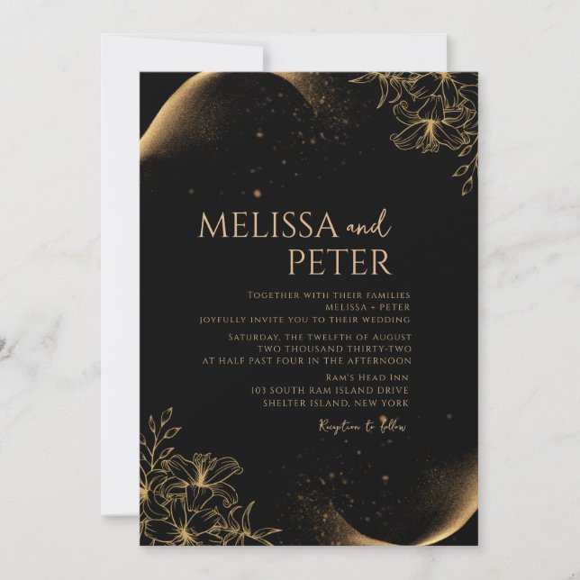 Black Gold  Wedding Invitation (Devant)