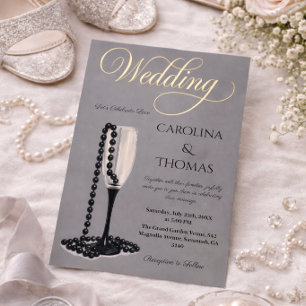 Black Gold Wedding Invitation Luxury Elegant