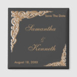 Black Gold Wedding Invitations Magnet<br><div class="desc">Elegant black gold swirls black gold wedding invitations. Formal black gold wedding invitations. Elegant black gold wedding invitations. Evening wedding invitations. Formal black wedding invitations. Elegant black wedding invitations. Gold black wedding invitations.</div>