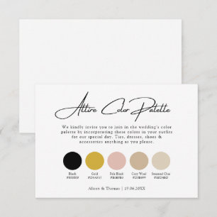 Black Gold Wedding + Neutrals Attire Colour Palett Enclosure Card