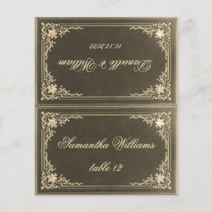 Black Gold Wedding Place Card - Printed Guest Name