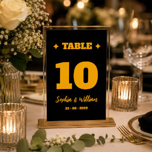 Black & Gold Wedding Reception Table Number