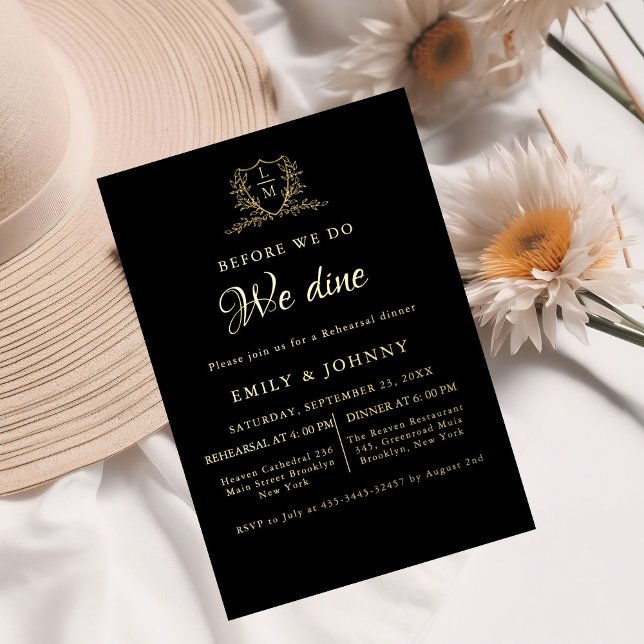 Black & gold Wedding Rehearsal dinner initial (Creator Uploaded)