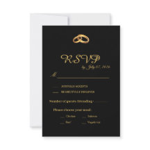 Black Gold Wedding RSVP Card