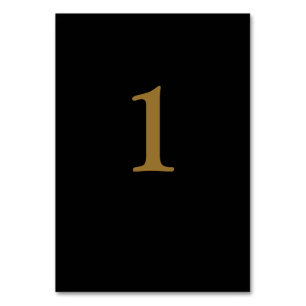 Black/Gold Wedding Table Number Card