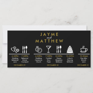 Black Gold Wedding Timeline Welcome Bag Note