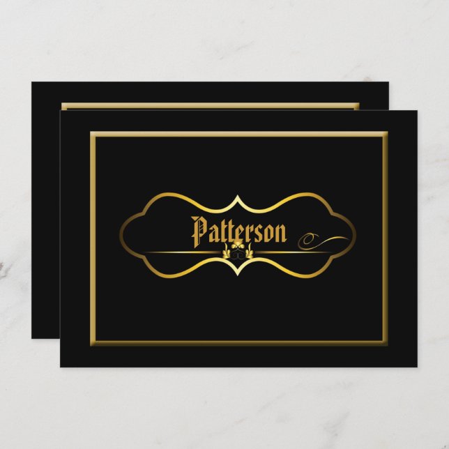 Black & Gold Wedding Vow Renewal Invitation (Front/Back)