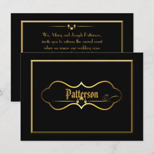 Black & Gold Wedding Vow Renewal Invitation