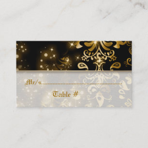 Black gold wedding winter party place card