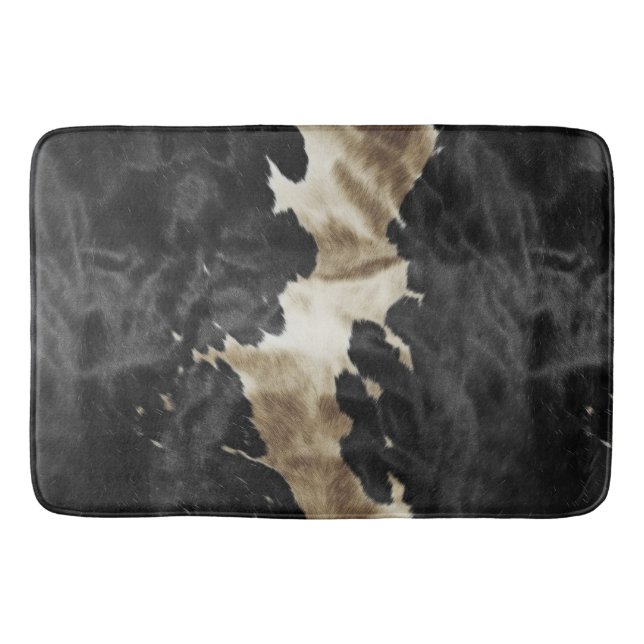 Black Gold Western Cowhide Bath Mat (Front)